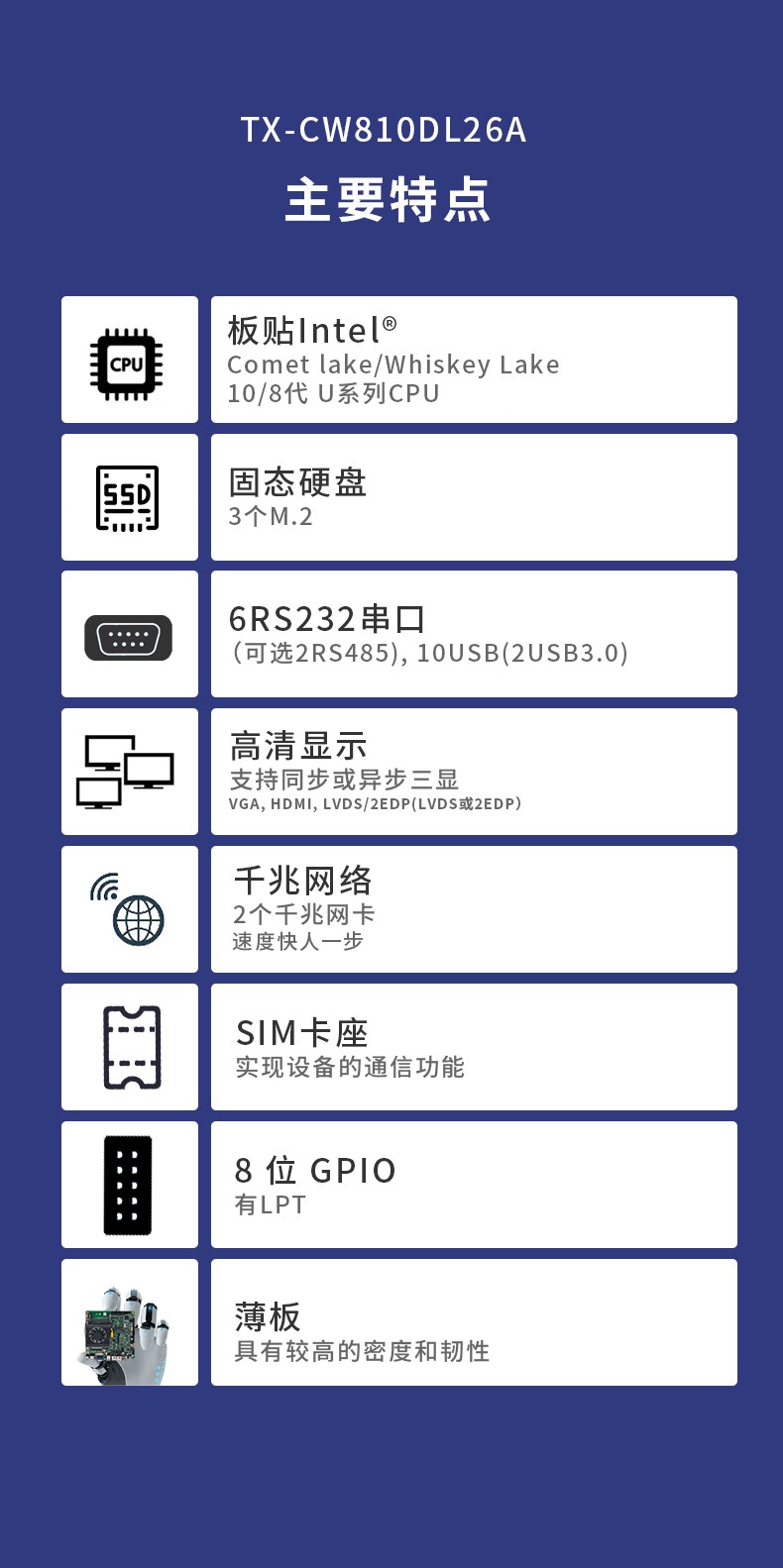 Mini ITX薄型工业主板 ITX-CW810DL26A